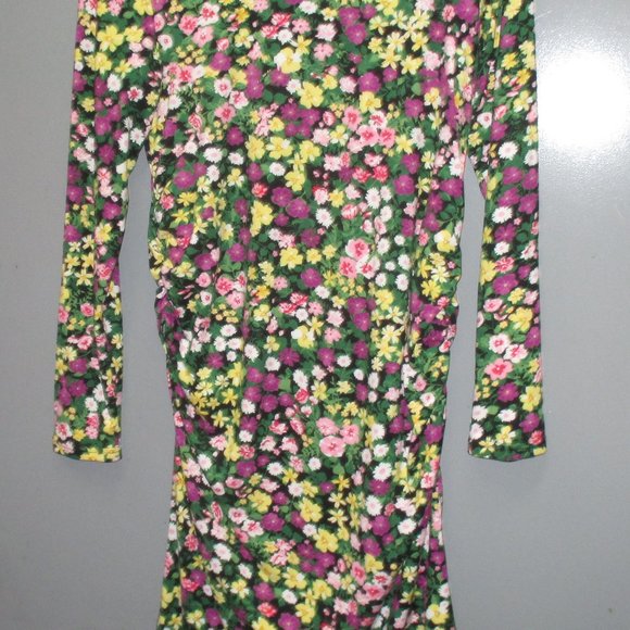 MamaLicious Women's Dress Size L Crew Neck Long Sleeve Multi Color Flower Print - Picture 2 of 9